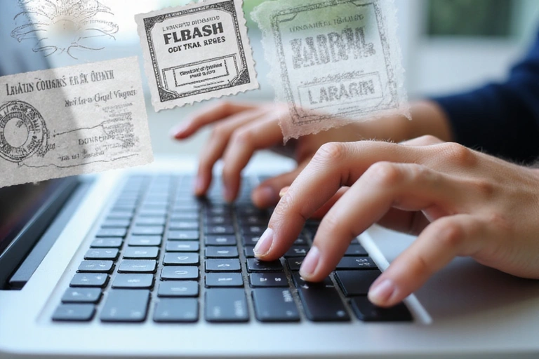 Mano escribiendo en un teclado con un fondo de documentos legales y sellos de aprobación, simbolizando derechos de autor y protección legal.