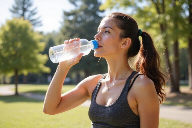 Persona bebiendo agua después de hacer ejercicio