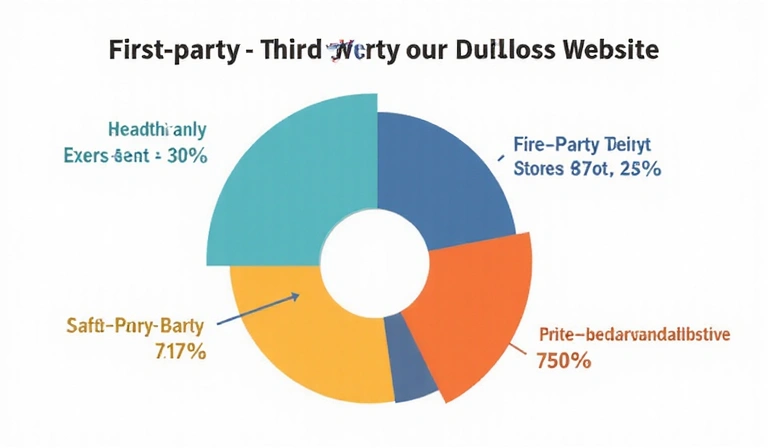 Gráfico circular mostrando la distribución de cookies propias y de terceros en un sitio web, con etiquetas claras para cada categoría.