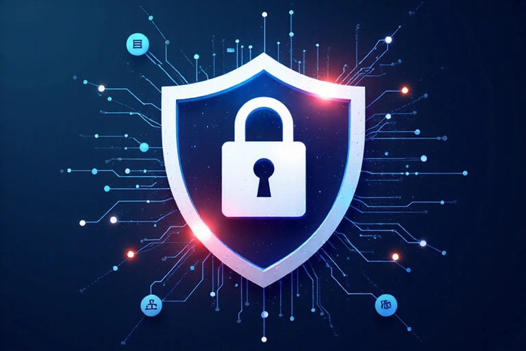 Icono de seguridad de datos con un candado y un escudo